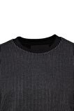 Erkek Mevsimlik Doğal Pamuklu Sweatshirt Bisiklet Yaka Çizgili Rahat Kesim Tam Kalıp