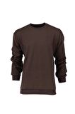 Erkek Mevsimlik Doğal Pamuklu Sweatshirt Bisiklet Yaka Çizgili Rahat Kesim Tam Kalıp