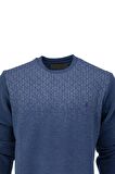 Erkek Mevsimlik Doğal Pamuklu Şık Sweatshirt Bisiklet Yaka Panolu Rahat Kesim Tam Kalıp