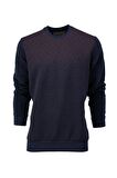 Erkek Mevsimlik Doğal Pamuklu Şık Sweatshirt Bisiklet Yaka Panolu Rahat Kesim Tam Kalıp