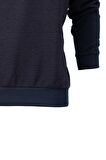 Erkek Mevsimlik Doğal Pamuklu Şık Sweatshirt Bisiklet Yaka Panolu Rahat Kesim Tam Kalıp