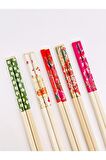 Desenli Bambu Chopstick Set 10 Adet (5çift)