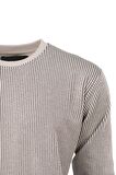 Erkek Mevsimlik Doğal Pamuklu Sweatshirt Bisiklet Yaka Çizgili Rahat Kesim Tam Kalıp