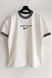 Unisex Yeni Sezon Oversize Kalıp Just Do İt Baskı Detaylı Yazlık T-shirt