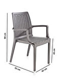 Omnipazar SY-2524 Örgü Desenli Rattan Bahçe Koltuk Sandalye 4'lü Set