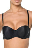 Kadın Destekli Siyah Push-up Straplez Sütyen 195