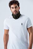 Erkek Beyaz %100 Pamuklu Bisiklet Yaka Kısa Kol Rahat Kesim Casual Spor T-shirt - Tişört