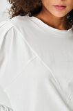 P-004955 - Kadın Pamuklu Uzun Kollu Sweatshirt - EKRU