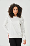 P-004955 - Kadın Pamuklu Uzun Kollu Sweatshirt - EKRU