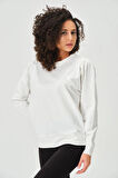 P-004955 - Kadın Pamuklu Uzun Kollu Sweatshirt - EKRU