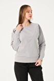 P-004955 - Kadın Pamuklu Uzun Kollu Sweatshirt - GRİ