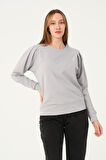 P-004955 - Kadın Pamuklu Uzun Kollu Sweatshirt - GRİ
