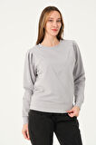 P-004955 - Kadın Pamuklu Uzun Kollu Sweatshirt - GRİ