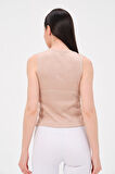 P-009969 - Kadın Bisiklet Yaka Simli Top T-shirt - AÇIK PEMBE