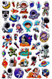 Sticker Kabartmalı Yaldızlı Stiker Çıkartma Etiket (DE612)-16x25 cm- Astronot Space