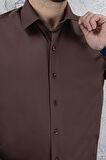 ERKEK SLİM FİT UZUN KOL KAHVERENGİ 6 DROP GÖMLEK