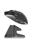 Hawk Gaming HM420S 4K Hz 26000 DPI Tri-Mode Kablosuz/Bluetooth Şarj Standlı Siyah Gaming Mouse