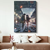 Kar Taneleri İstasyonu - El Ele Anime Kanvas Tablo