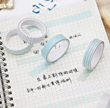 Vintage Washi Tape Bant Baskılı Yapışkanlı Maskeleme Kağıdı Sevimli Desenli bant 5 li - Çizgisel