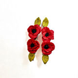 Uretti - Hülya 6683 El Yapımı Gelincik Çiçek Desenli Polimer Kil 2’li Set Yan Saç Tokası / 7.5 cm