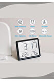 Dijital Duvar Saati Termometre Sıcaklık Ve Nem Ölçer Masa Saati Alarm LCD Ekran Duvara Takılır BEYAZ