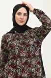 Açelya Büyük Beden Desenli Viskon Elbise 44851P