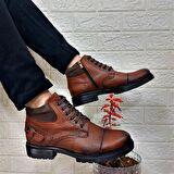 M.P 4201 Taba Hakiki Deri Fermuarlı Bağacaklı Fuspetli Erkek Bot