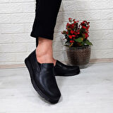 Fiyra fth01 Siyah-siyah Hakiki Deri Fuspetli Erkek Günlük Ayakkabı