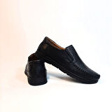 Fiyra fth04 Siyah Hakiki Deri Kaymaz Bağacaksız Erkek Ayakkabı