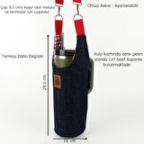 Woodycord El Yapımı Kot Matara Termos Kılıfı Kulplu Model Quencher Pipetli 1,18