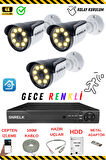 SNRELK  Hama 3 Kameralı 5mp lens 320gb Gece Renkli Su Geçirmez Güvenlik Kamera Seti 5536