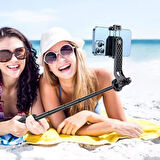 Fotoğraf Makinası ve Telefon Takılabilen 2si 1 Arada 2.2m Uzayan Selfie Çubuğu Kumandalı Tripod (4490)