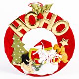 YILBAŞI KAPI SÜSÜ OVAL HO HO 28 CM ( KÜÇÜK)