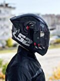 LS2 Rapid 2 Clawn Race Mat Siyah Gri Kırmızı Kask