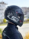 LS2 Rapid 2 Clawn Mat Siyah Gri Kırmızı Kask Siyah Vizörlü