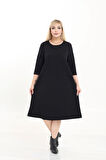 Kışlık Büyük Beden A Line Esnek Elbise 44C-2730