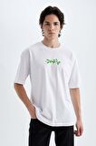 DeFacto Oversize Fit Bisiklet Yaka Sırt Baskılı Kısa Kollu Tişört C5677AX24HSWT34