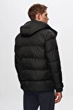 Ds Damat Regular Fit Siyah Rüzgar Geçirmez Yoğun Elyaf Dolgulu Sıcak Tutan Çıkarılabilir Kapüşonlu Kışlık Mont 1HF07ORT09020 1HF07ORT09020