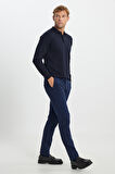 Slim Fit Dar Kesim Pamuklu Esnek Armürlü Yan Cep Pantolon
