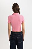 DeFacto Slim Fit Dar Kesim Fitilli Kaşkorse Kısa Kollu Polo Tişört C4076AX24SPPN164
