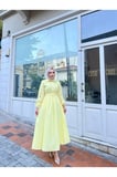 Gömlek Yakalı Tesettür Elbise-sarı