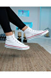 Prego Siyah&Beyaz Çocuk Bilekli Converse Tarzı Spor Ayakkabı BEYAZ