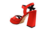 Dekas DA8724 Kalın Topuklu Kadın Tek Bant Ayakkabı KIRMIZI