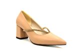 OC Shoes D8816 Taşlı Kadın Kare Topuklu Ayakkabı NUT