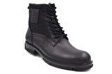 Modesa MBT155 Erkek Bağcıklı Fermuarlı Hakiki Deri Günlük Postal Bot SİYAH DERİ