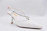 Prego Sivri Burun Taşlı Tokalı Topuklu Kadın Ayakkabı BEYAZ