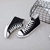Prego Erkek Sneaker Bilekli Convers Modeli Keten Spor Ayakkabı SİYAH