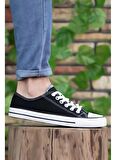 Prego Erkek Sneaker Kısa Convers Modeli Keten Spor Ayakkabı SİYAH