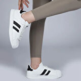 Jump 28787  Bağcıklı Dikişli Uniseks Sneaker Günlük Spor Ayakkabı BEYAZ