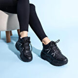 Beyaz (Flet) Poli Hafif Taban Bağcıklı Kalın Taban Kadın Bot SİYAH